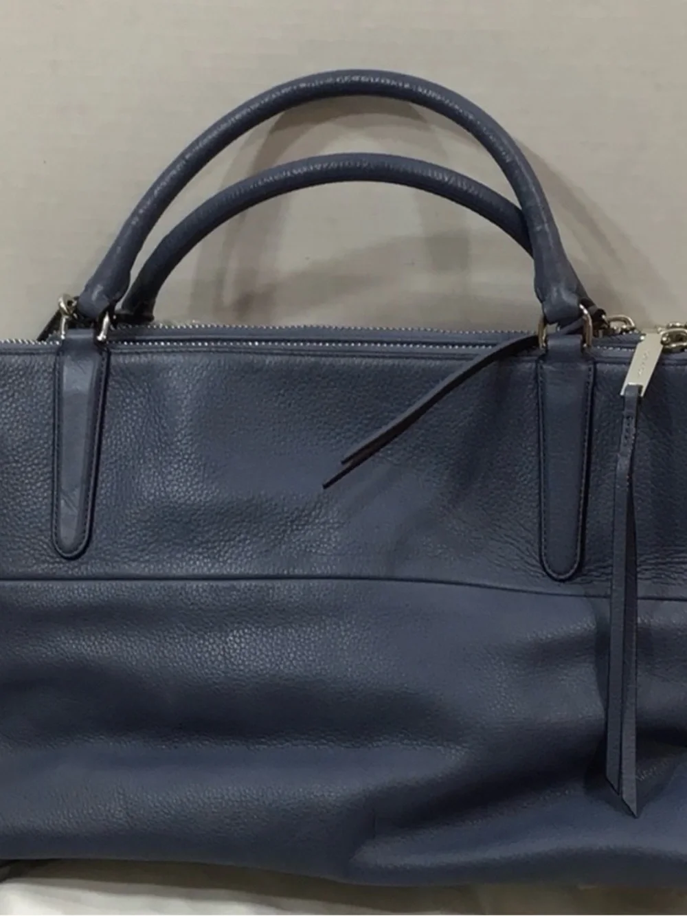 Coach Borough slate blue pebbled leather 28160